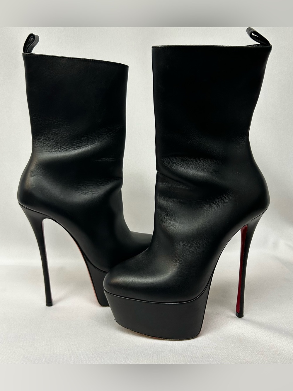 Christian Louboutin Red Bottoms Platform Boots Black Size 6 Zip Stiletto Heel